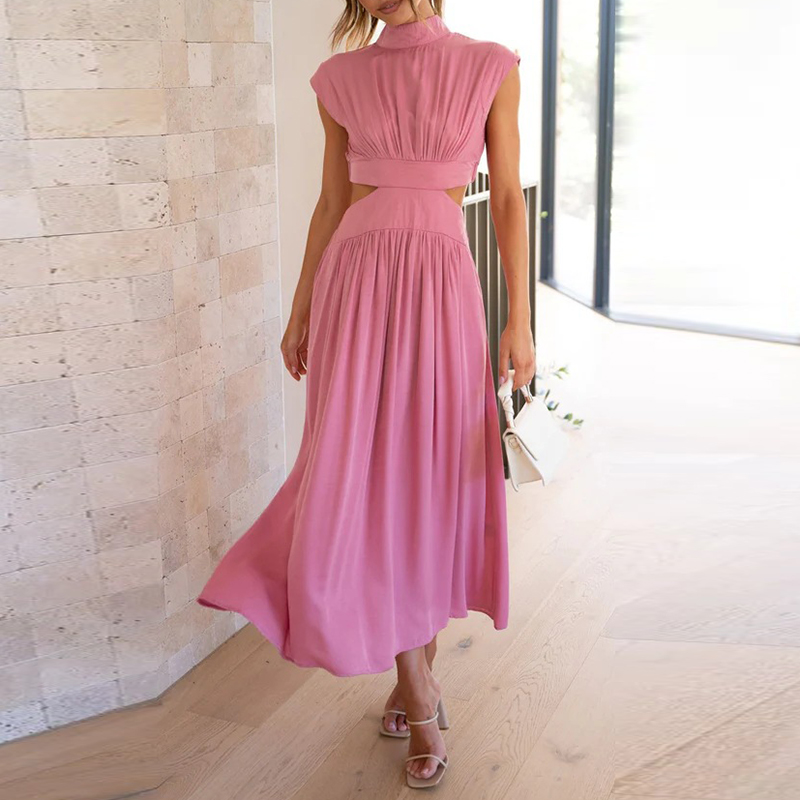 Vestido Maxi Chic para Mujer – Vestido de Verano Sin Espalda, Sin Mangas Elegante