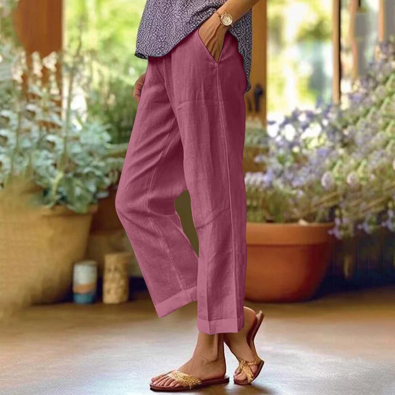 Perry Pantalones Mujer Verano – Pantalones Ligeros Transpirables, Ajuste Cómodo Casual
