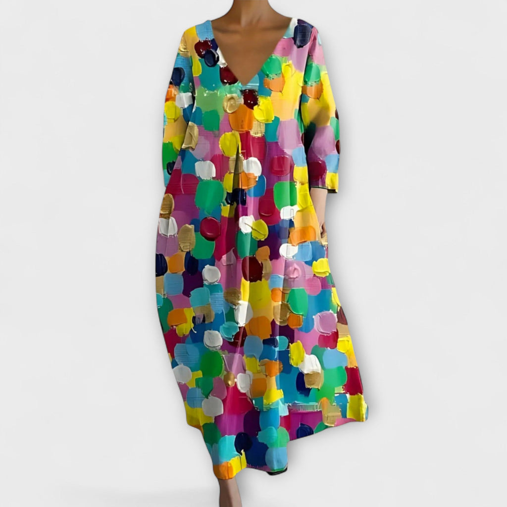 Robe à col en V Rory pour femme – Robe en tulle légère fluide, élégante chic décontractée