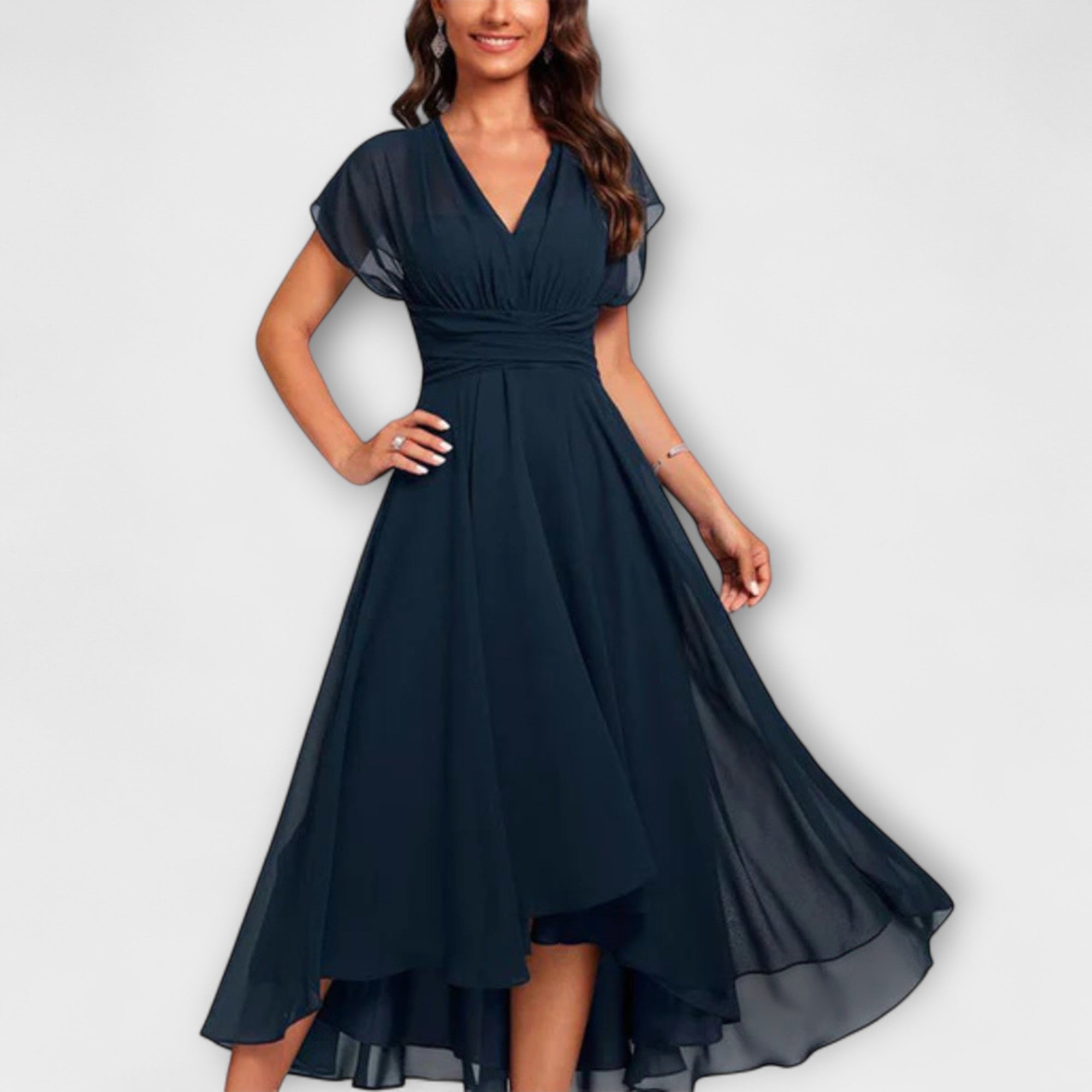 Sandra Robe Femme Ligne A – Robe Courte Col V, Légère Estivale Décontractée Chic