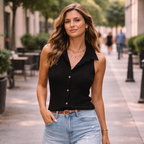 Jona Top Mujer Sin Mangas – Corte Elegante, Tejido Transpirable y Estilo Versátil