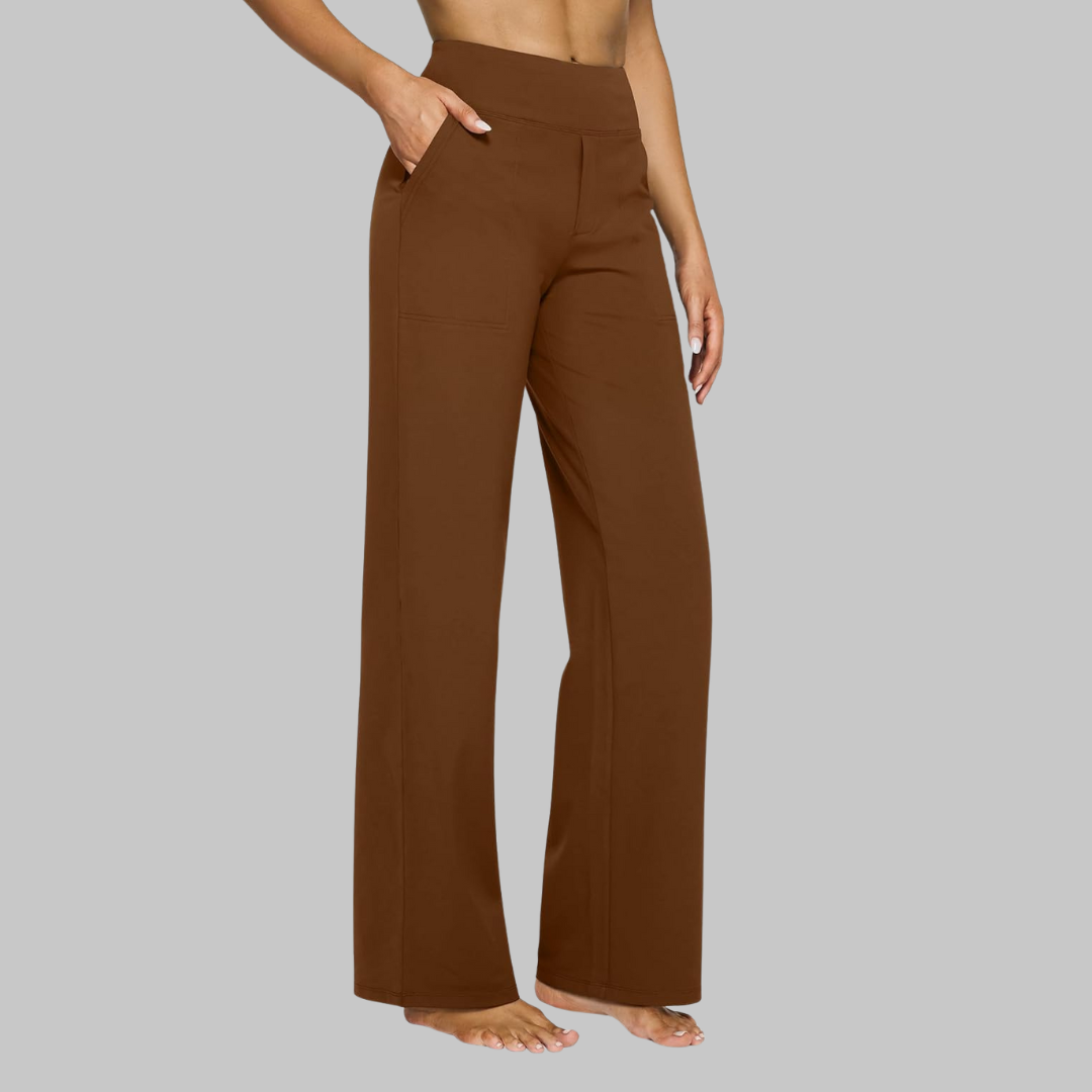 Gladys Pantalon Femme Extensible – Taille Haute, Poches, Confortable Décontracté Respirant