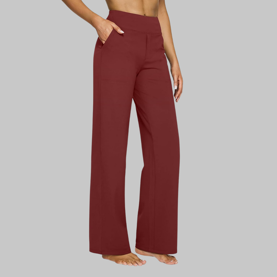 Gladys Pantalon Femme Extensible – Taille Haute, Poches, Confortable Décontracté Respirant