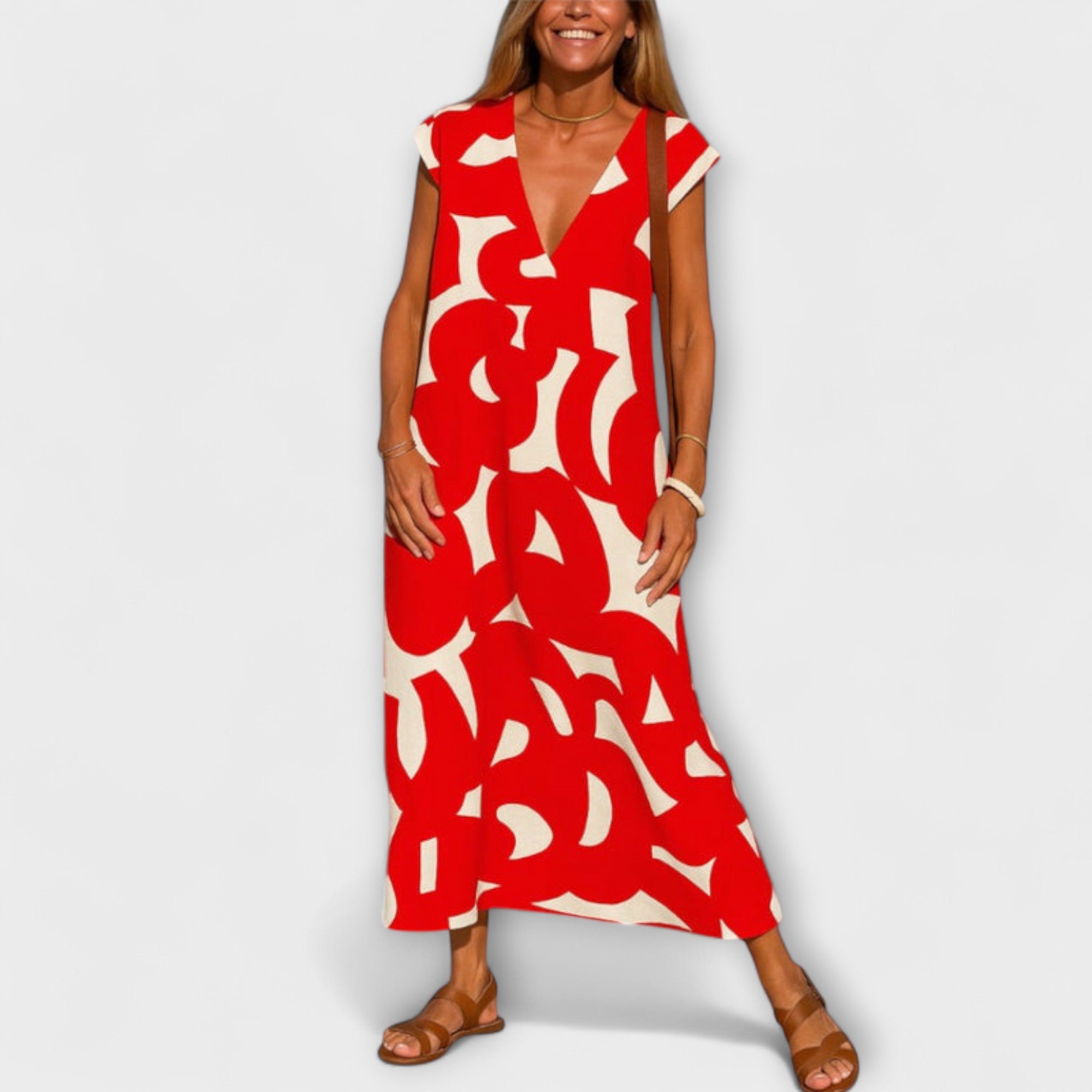 Vestido Sorisa para Mujer con Escote en V – Vestido Ligero y Fluido, Estilo Versátil Casual Chic