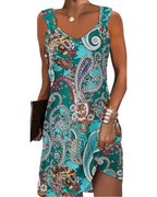 Lauren Vestido de Verano para Mujer – Sin Mangas, Estilo Boho, con Escote en V, Bolsillos y Corte Holgado