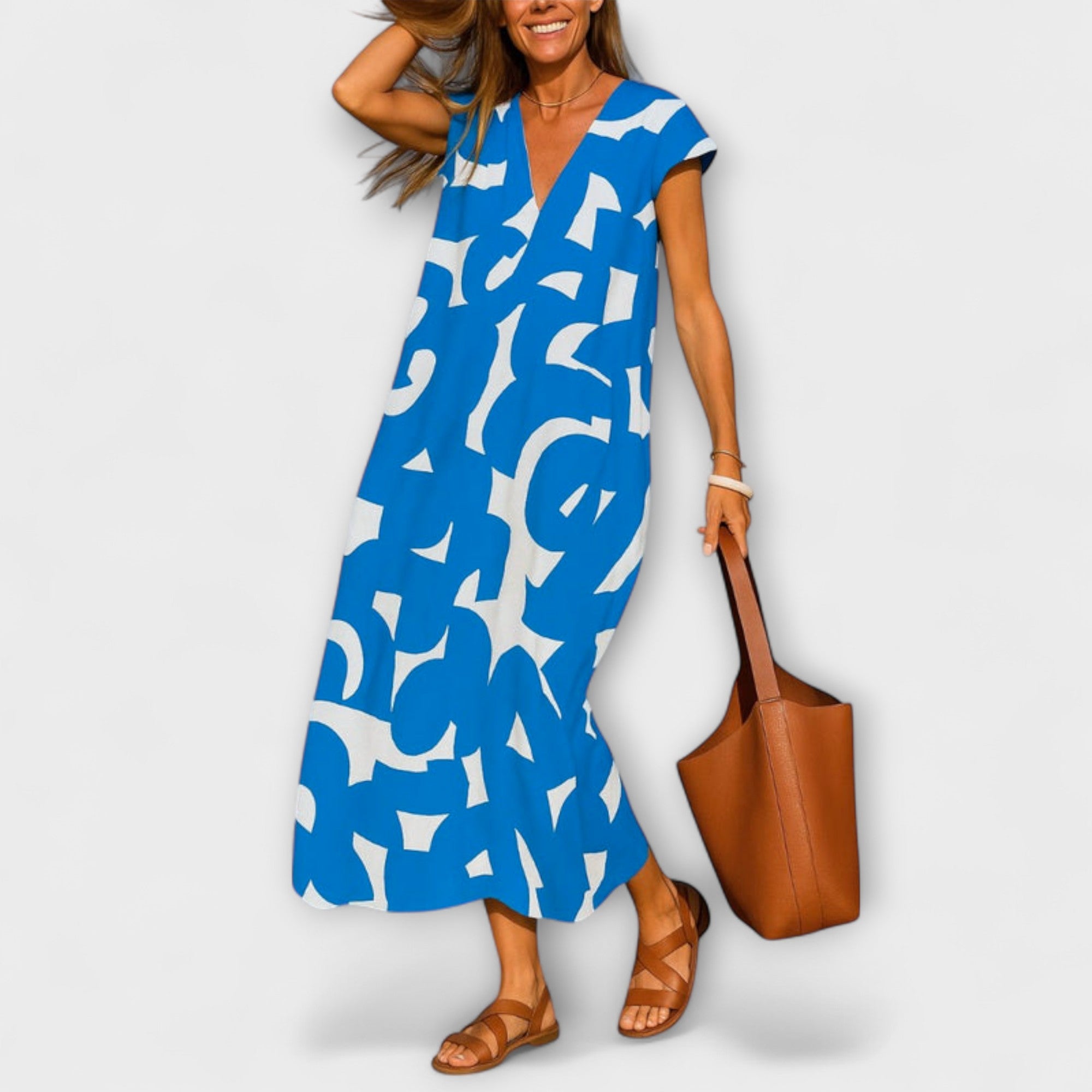Vestido Sorisa para Mujer con Escote en V – Vestido Ligero y Fluido, Estilo Versátil Casual Chic