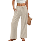 Celeste Pantaloni Palazzo Donna – Modello Wide Leg con Coulisse e Tasche Profonde