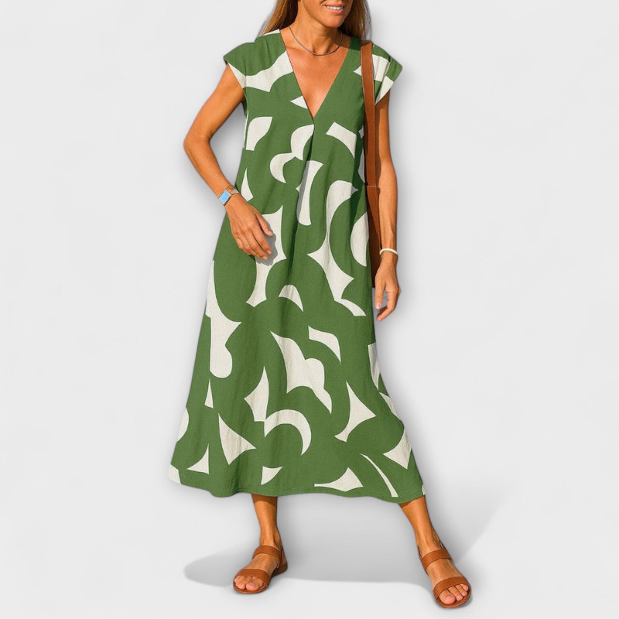 Vestido Sorisa para Mujer con Escote en V – Vestido Ligero y Fluido, Estilo Versátil Casual Chic