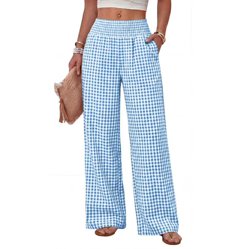 Elena Pantaloni Wide Leg Donna – Modello a Vita Alta con Tasche