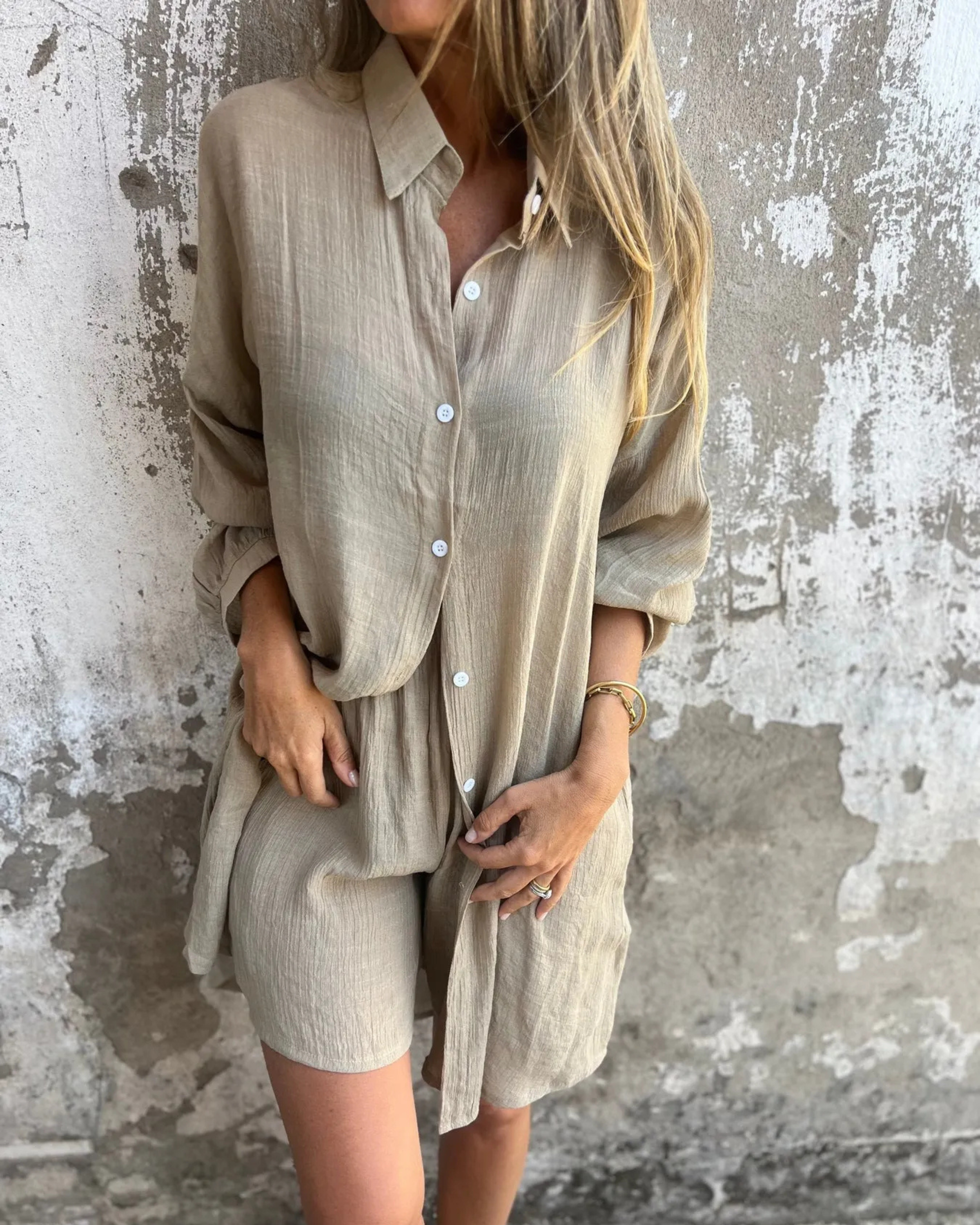 Zayla Conjunto para Mujer – Set Co-ord Taupe, Blazer Corto y Pantalones de Cintura Alta