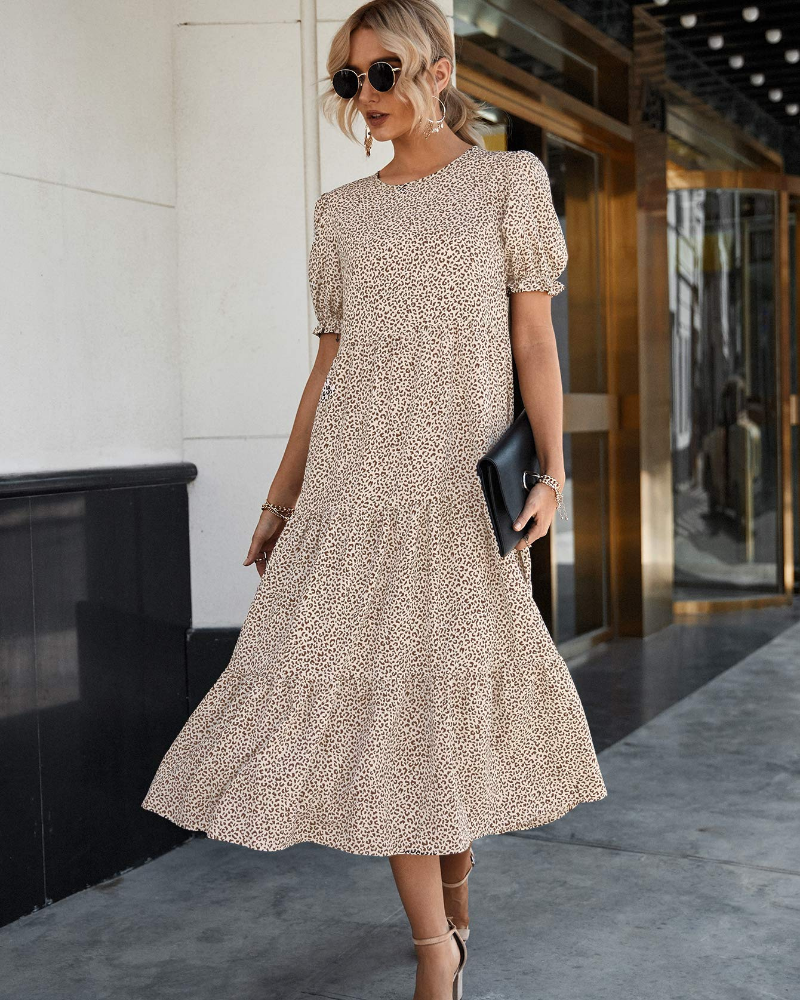 Vestido midi Rosalie para mujer – Estampado floral, mangas abullonadas y cintura alta
