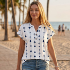 Chiara Blouse Femme – Col en V, Manches Courtes, Haut Casual Élégant Boho S-3XL