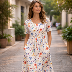 Orielle Robe d'Été Femme – 100% Coton Respirant, Coupe Fluide & Élégance Classique