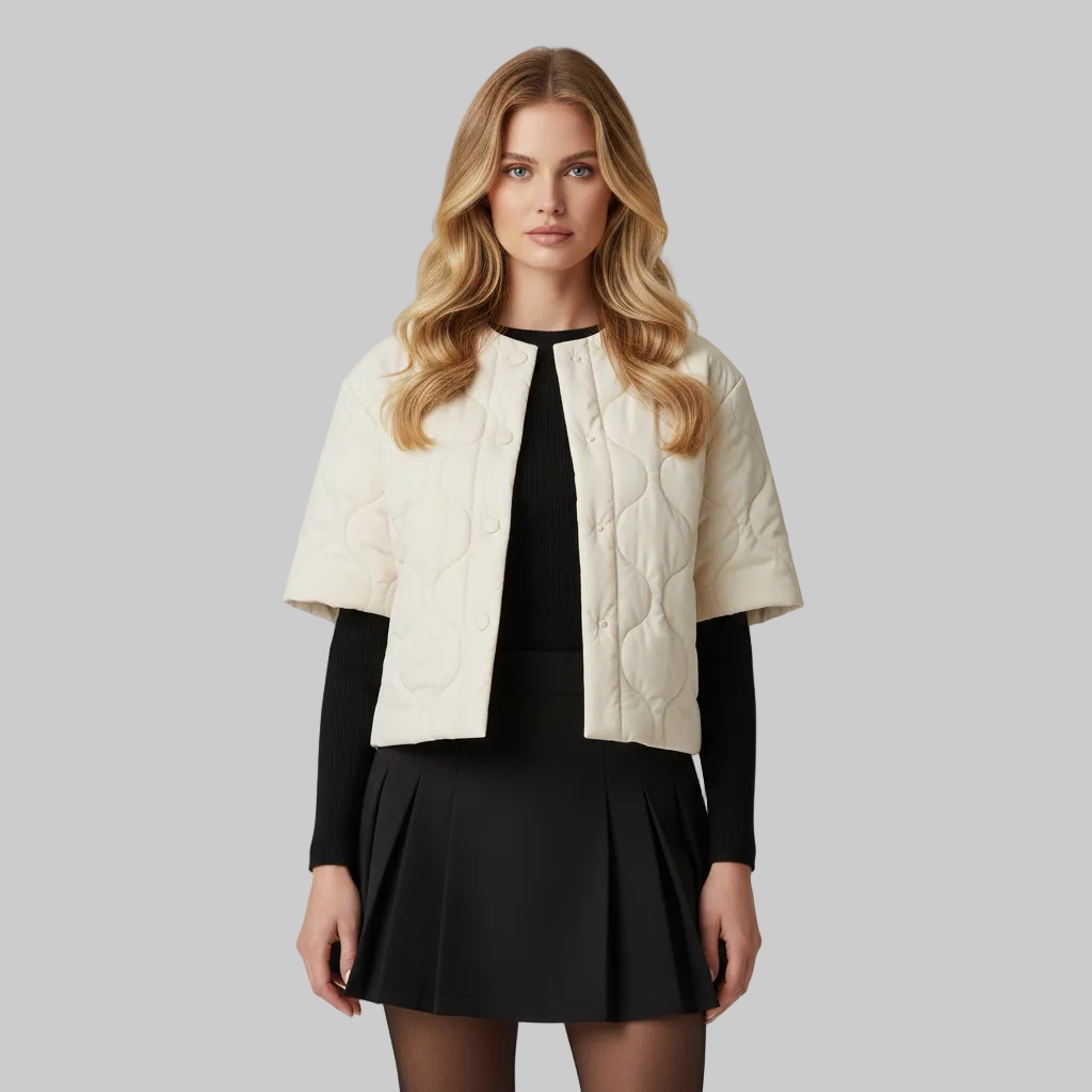 Piumino corto imbottito a maniche corte