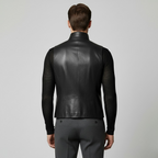 Gilet en cuir avec zip et boucle au col
