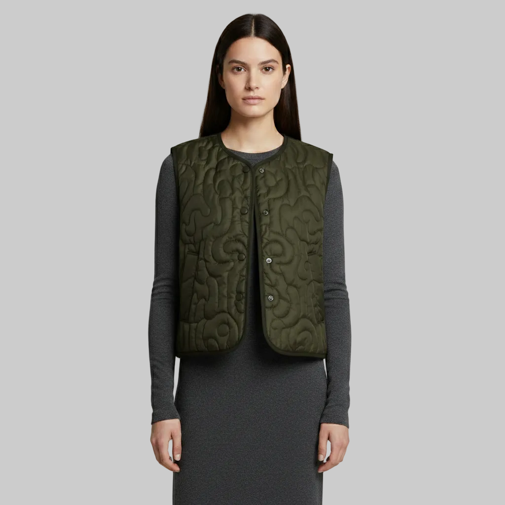 Gilet leggero trapuntato con bottoni sul davanti