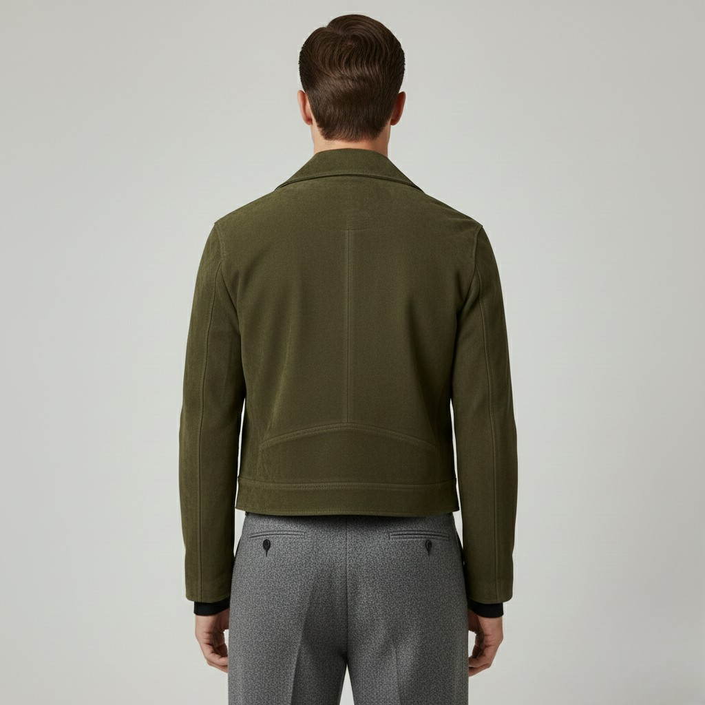 Giacca da motociclista in pelle scamosciata