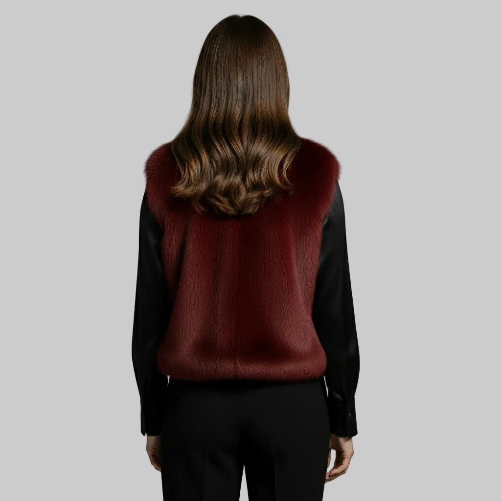 Gilet aperto frontale in pelliccia sintetica di lusso