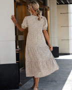 Vestido midi Rosalie para mujer – Estampado floral, mangas abullonadas y cintura alta