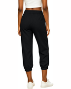 Pantalones capri Rachel para mujer – Talle alto con cordón, bolsillos y pierna recta