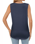 Camiseta de tirantes Megan para mujer – Cuello redondo, detalles plisados y corte holgado