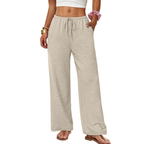 Celeste Pantaloni Palazzo Donna – Modello Wide Leg con Coulisse e Tasche Profonde