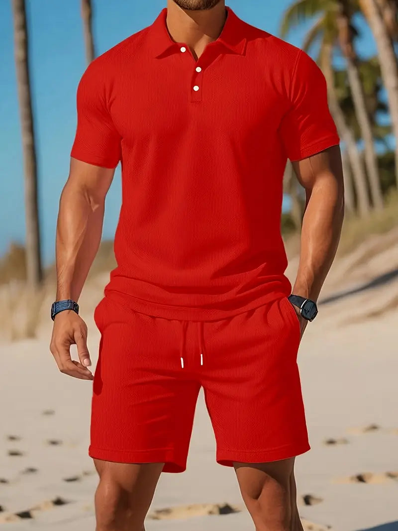 Mark Polo Hombre Conjunto – Camiseta Lisa Elástica, Transpirable Deportivo Casual