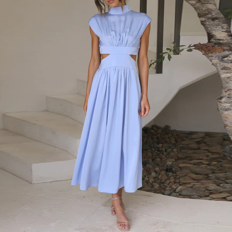 Vestido Maxi Chic para Mujer – Vestido de Verano Sin Espalda, Sin Mangas Elegante