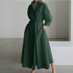 Selena Robe Longue Femme – Robe Maxi Décontractée Élégante avec Boutons et Manches Longues