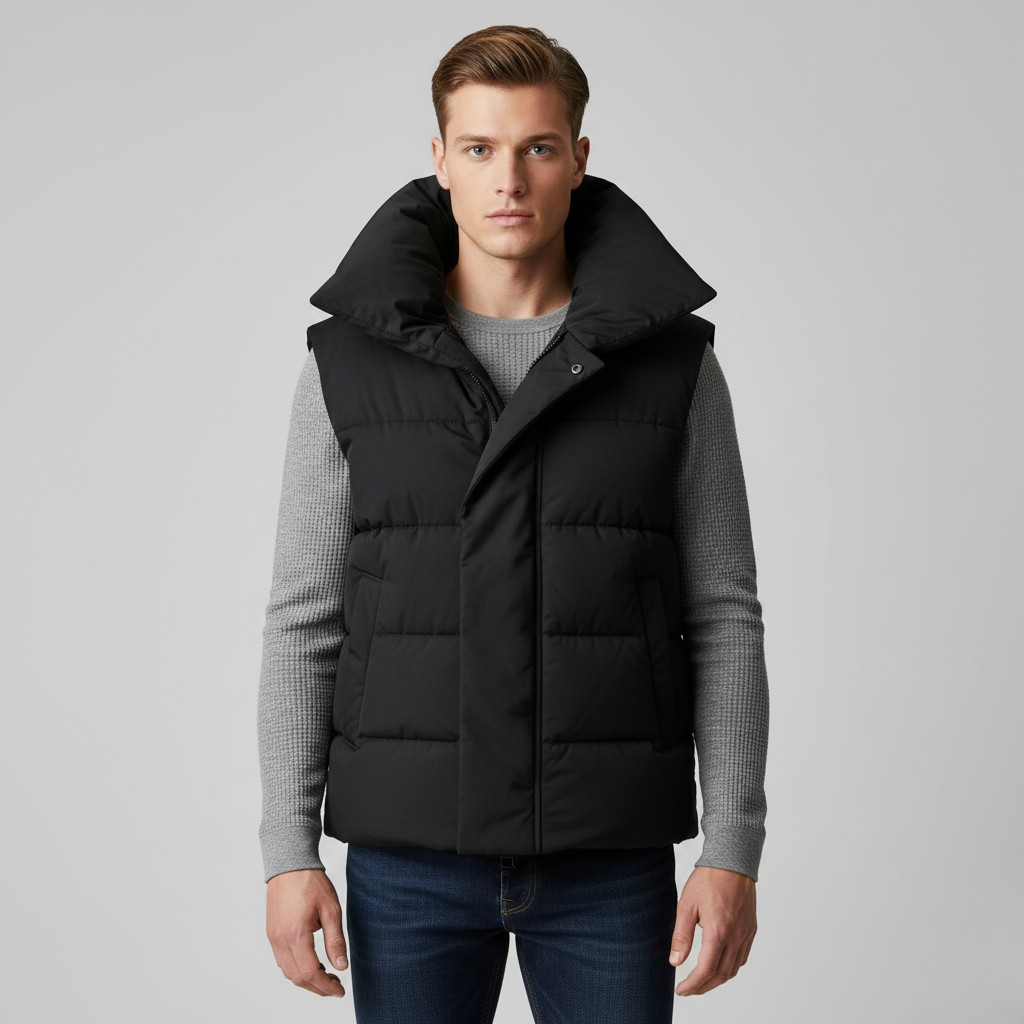 Gilet imbottito con collo alto isolante