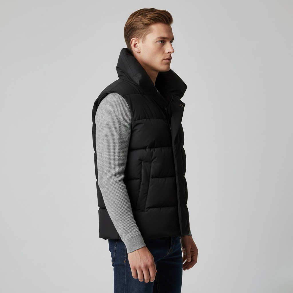 Gilet imbottito con collo alto isolante