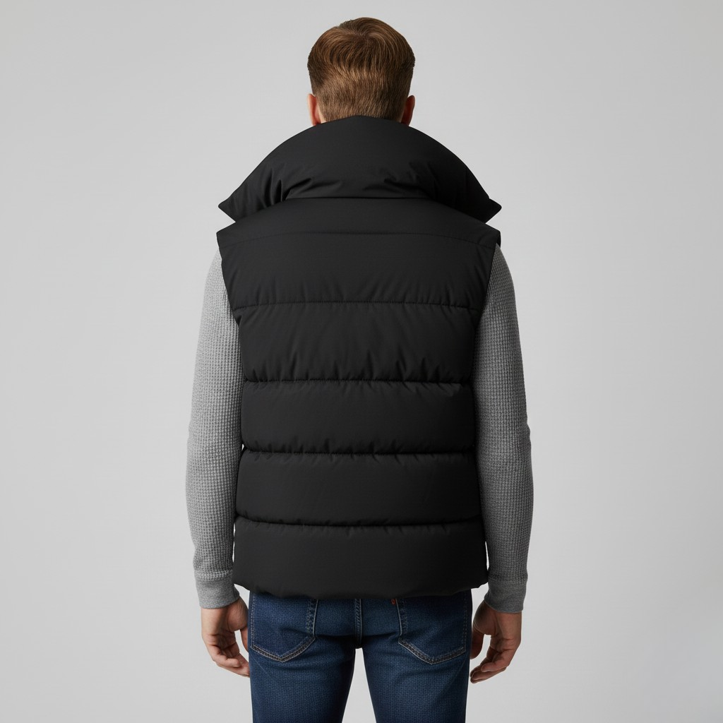 Gilet imbottito con collo alto isolante