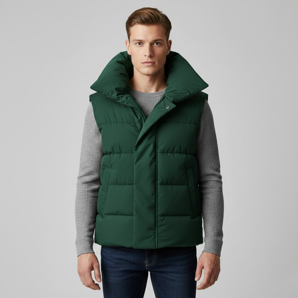 Gilet imbottito con collo alto isolante