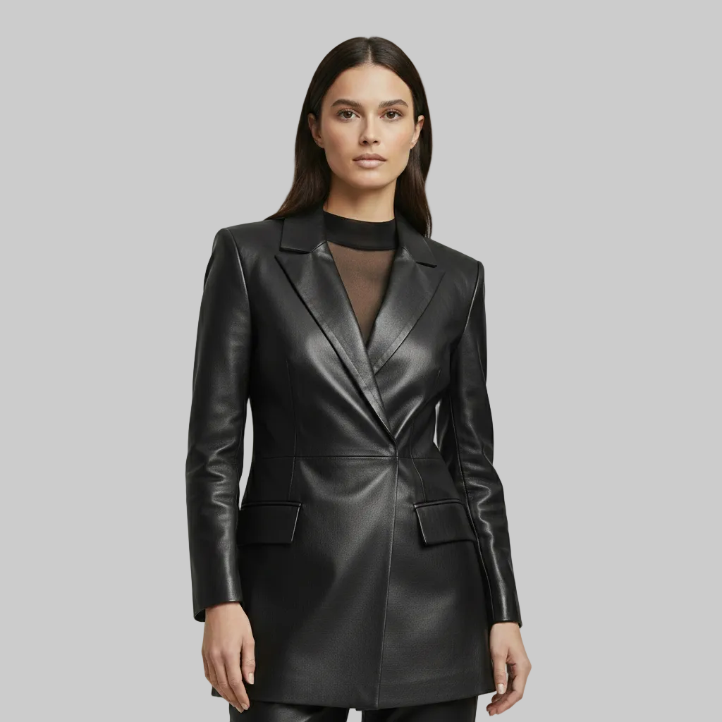 Cappotto blazer in ecopelle