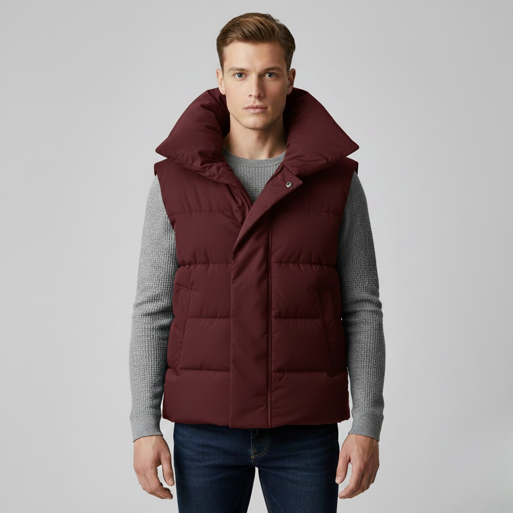 Gilet imbottito con collo alto isolante