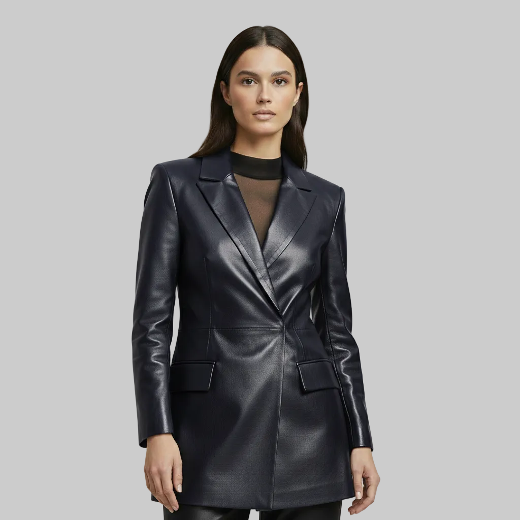 Cappotto blazer in ecopelle