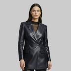 Abrigo blazer de ecopiel