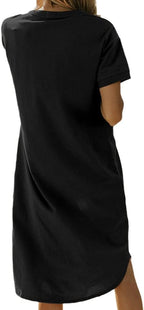 Grace Abito T-Shirt Donna – Vestito Estivo in Cotone con Maniche Corte e Tasche