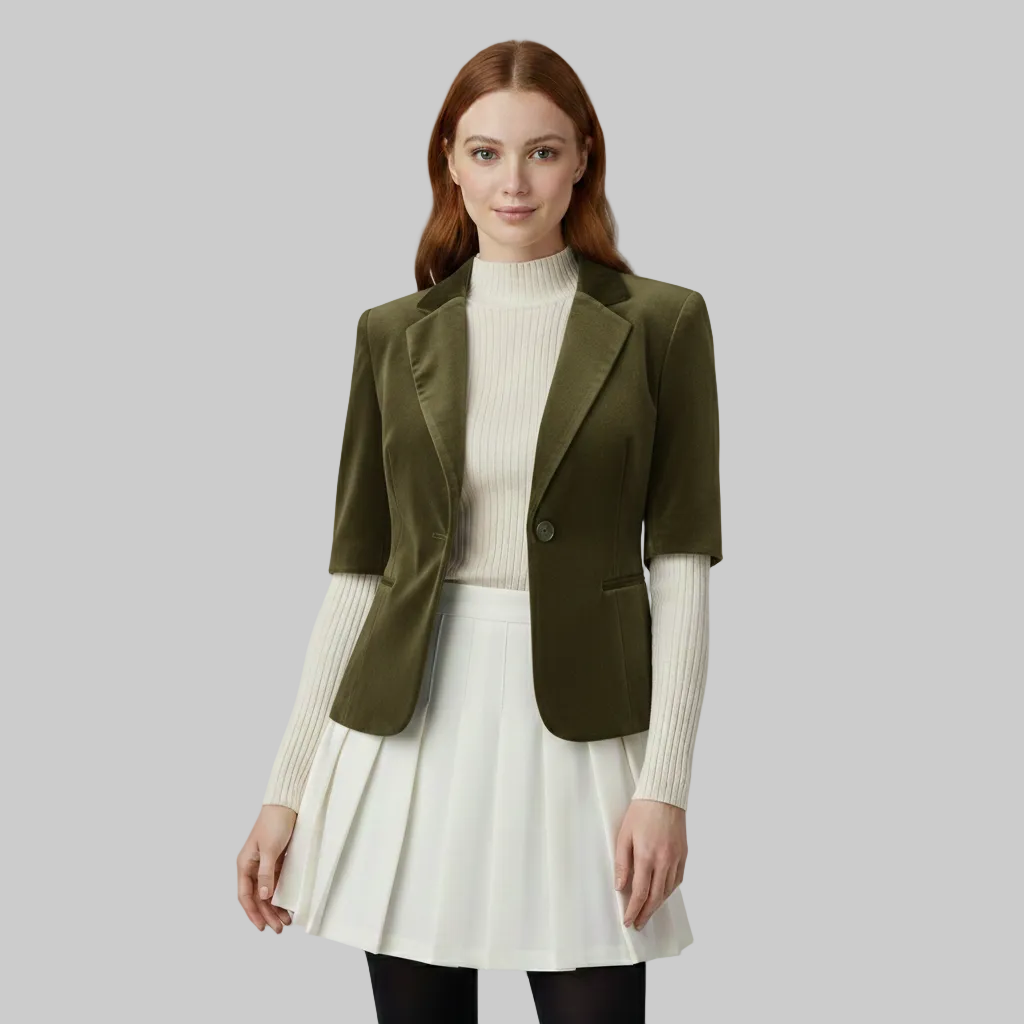 Giacca sartoriale in velluto a maniche corte