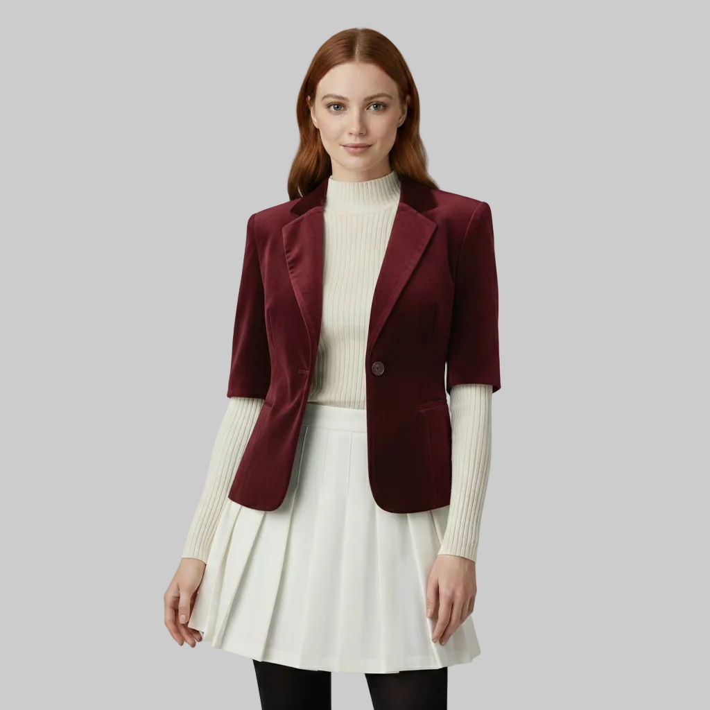 Giacca sartoriale in velluto a maniche corte