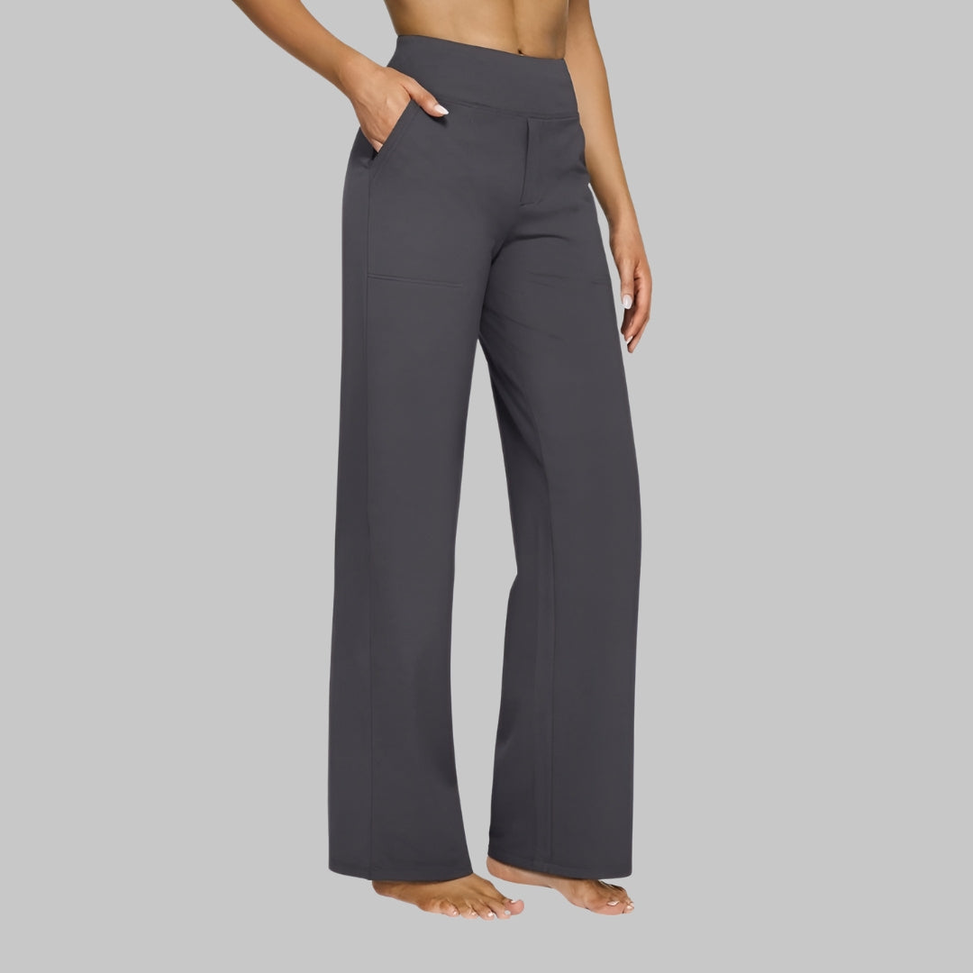 Gladys Pantalon Femme Extensible – Taille Haute, Poches, Confortable Décontracté Respirant