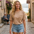T-shirt Giulia Femme – Oversize avec Poche en Dentelle, Manches Courtes Décontractées d'Été