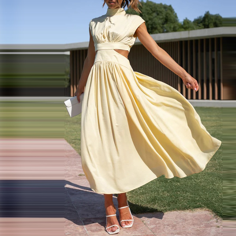 Vestido Maxi Chic para Mujer – Vestido de Verano Sin Espalda, Sin Mangas Elegante