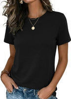 Giada Maglia Mujer Básica – Camiseta de Cuello Redondo, Mangas Cortas, Top Casual Elástico