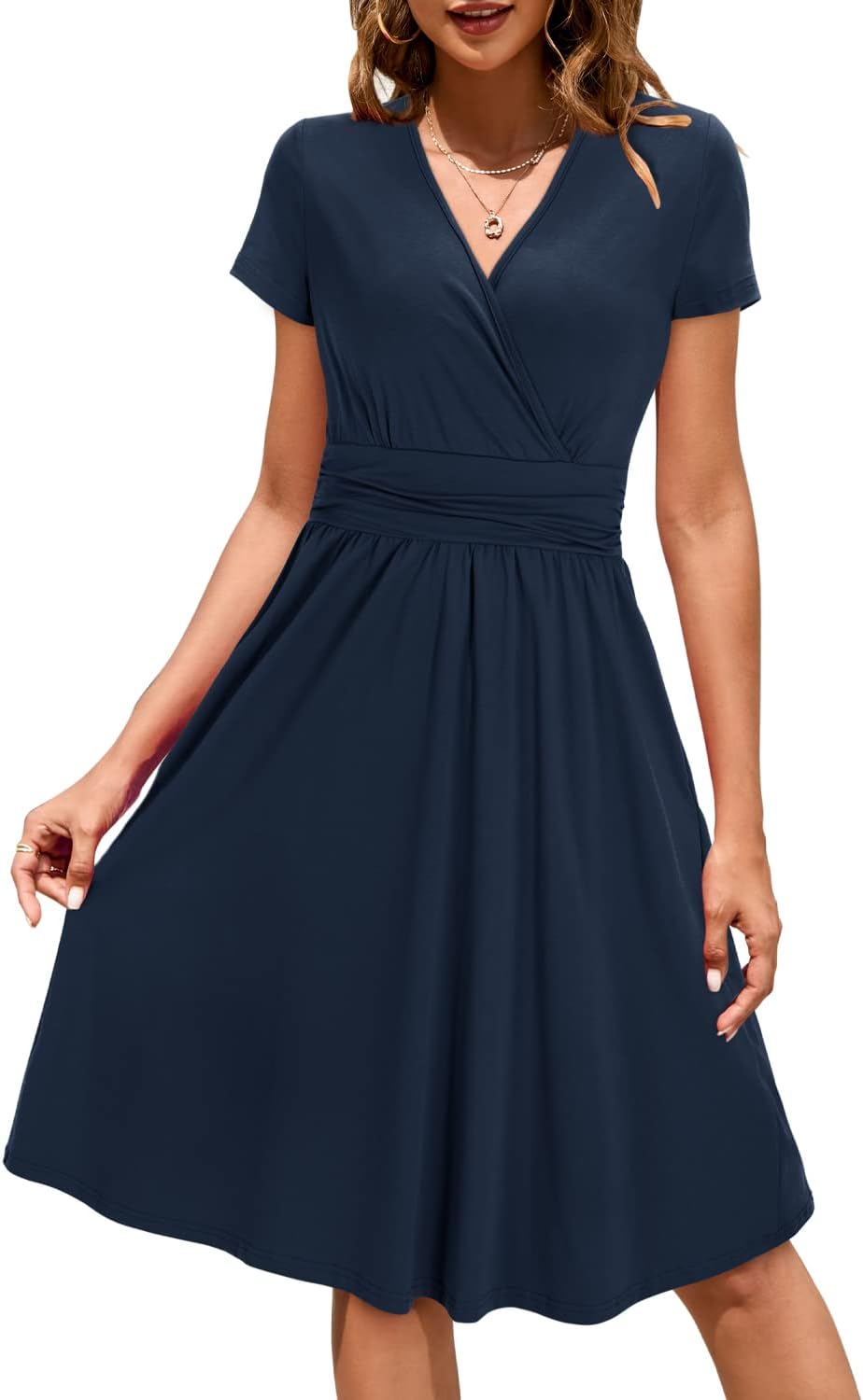 Elena Abito Midi Donna Floreale – Vestito Estivo con Scollo a V e Tasche