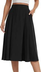 Jupe midi Jade pour femme – jupe fluide taille haute avec poches