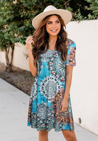 Robe d'été pour femme Laura – Manches courtes, ligne A florale, poches décontractées