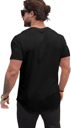 T-shirt longline Mauricio pour homme – T-shirt hipster col rond décontracté premium