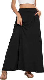 Nina Gonna Maxi Donna – Gonna Lunga Fluida a Vita Alta con Tasche