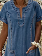 Kinsley Robe en Denim Femme – Design Minimaliste Élégant & Coupe Confort Quotidienne